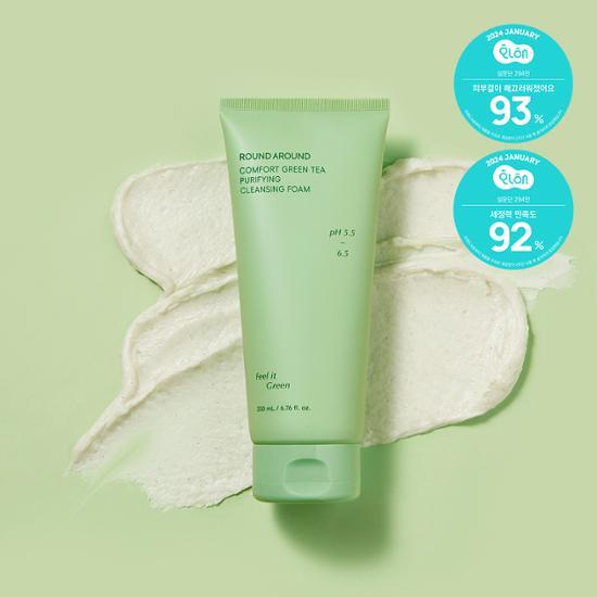 Round Around Comfort Green Tea Mildly Acidic Cleansing Foam 200ml