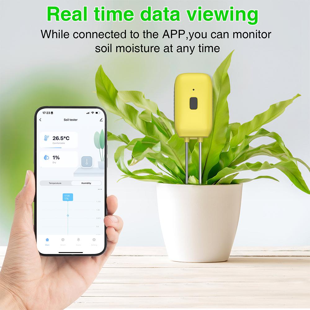 Bluetooth 2 in 1 Soil Temperature and Humidity Detector Portable Soil Analyzer Smart Soil Moisture Meter for Garden Flower Plant