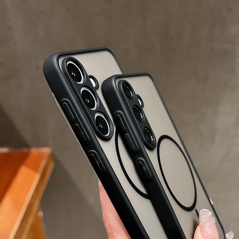 Magnetic Clear Phone Case For Samsung Galaxy S25 S24 S23 Ultra S22 PLus S20 S21 S24 FE For Magsafe Wireless Charge Hard PC Cover