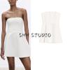 Spring New Women Clothes French Style Strapless Straight Collar Simple Temperament Tube Top Mini Dress 3067349