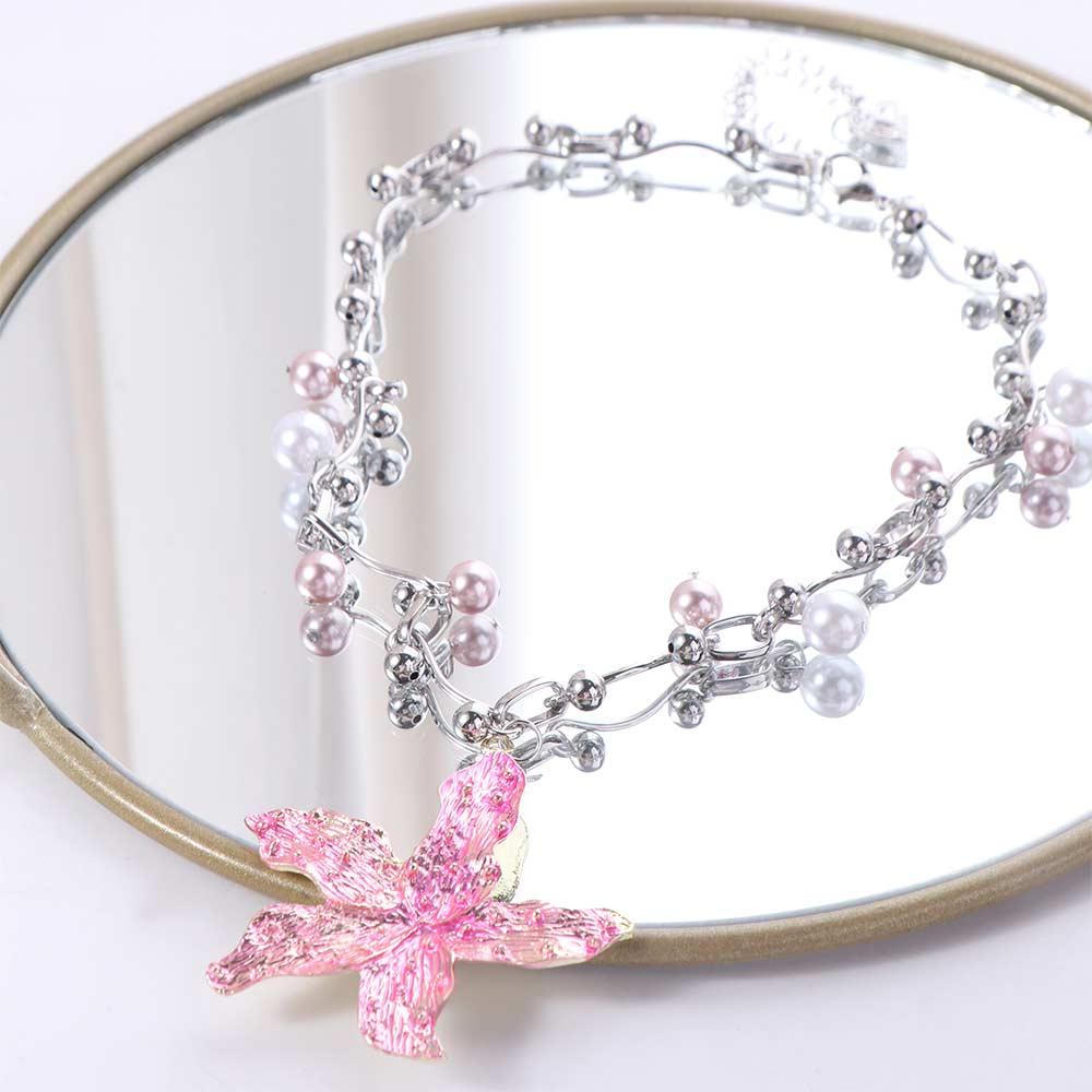 Imitation Pearl Pearls Necklace Bohemia Clavicle Chain Starfish Pendant Necklace  Jewelry Gifts