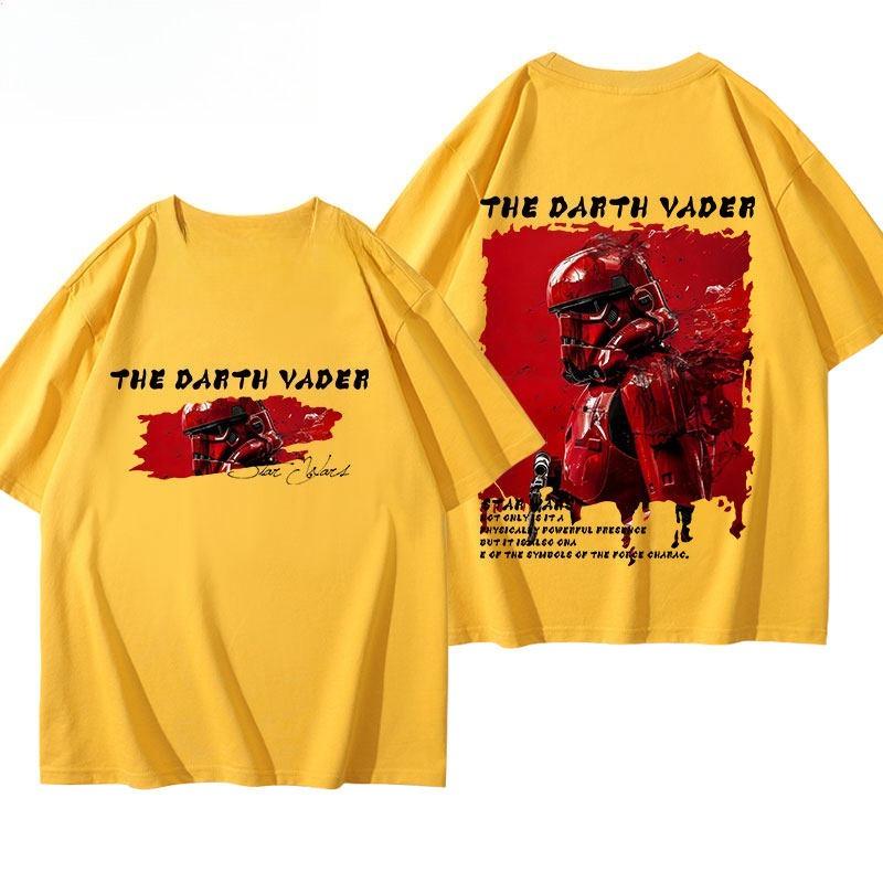 2026 Новый Стиль Звездные Войны Star Wars Короткий Рукав Американский Ретро Повседневный Уличный Прочный Текстурированный Тяжелый Хлопковый Футболка