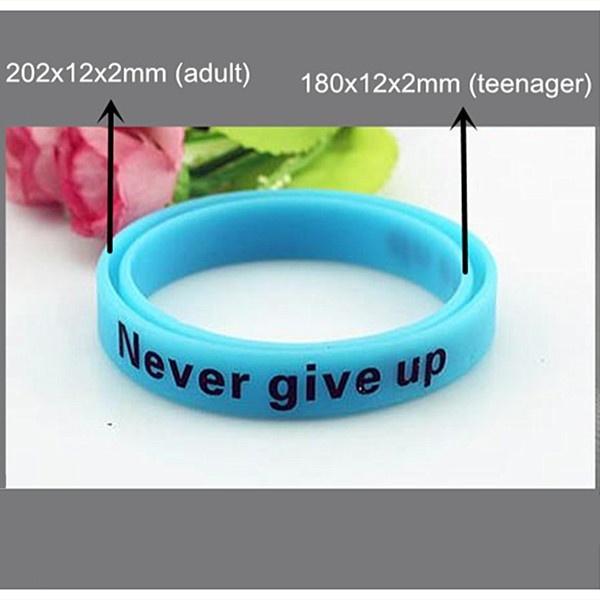 1 шт., браслет Never Give Up для мужчин и женщин, силиконовый браслет, светящийся в темноте резиновый ремешок, светящийся мотивационный спортивный браслет, браслет, аксессуары