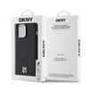 Dkny Leather Monogram Pattern Metal Logo Magsafe Case For Iphone 14 Pro Max - Black