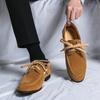 Модные хиты продаж, корейская версия, замшевые туфли-парусники, мужская модная обувь, черные кожаные лоферы, мокасины на шнуровке, повседневная деловая обувь
