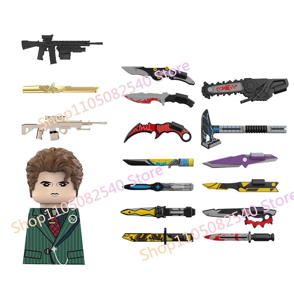 MOC Военная Мультяшная Игровая Фигурка Действия Строительный Блок Оружие Аксессуар Винтовка Спецназа Молоток Бензопила Дрон Детская Игрушка Подарок