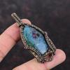 Ruby In Blue Kyanite Pendant Copper Wire Wrapped Jewelry Real Gemstone Pendant Copper Wire Wrapped Pendant Handmade Pendant Jewelry For Gift