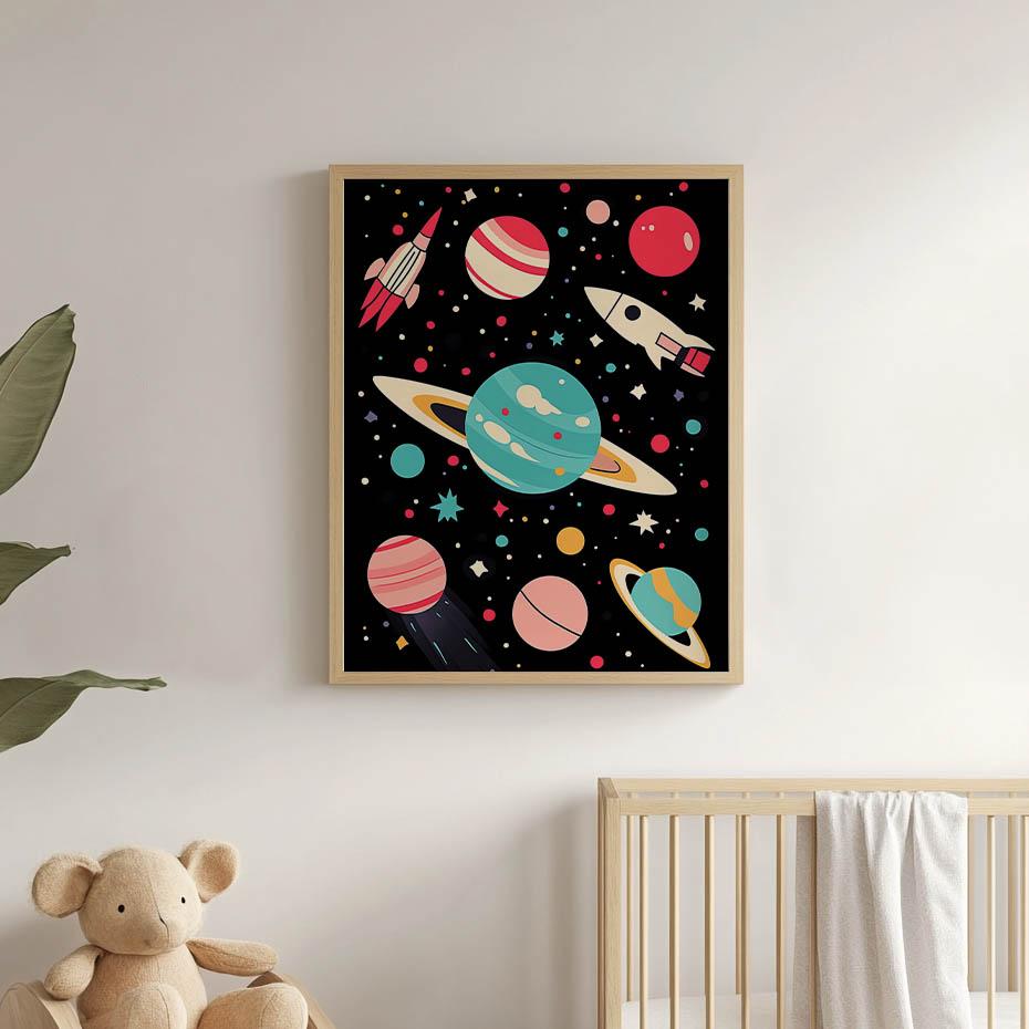 Plakat Kosmiczna Podróż Plakat Kosmiczna Podróż, 70X100 Cm, Rama Aluminiowa Czarna, Papier Matowy 230 Gsm