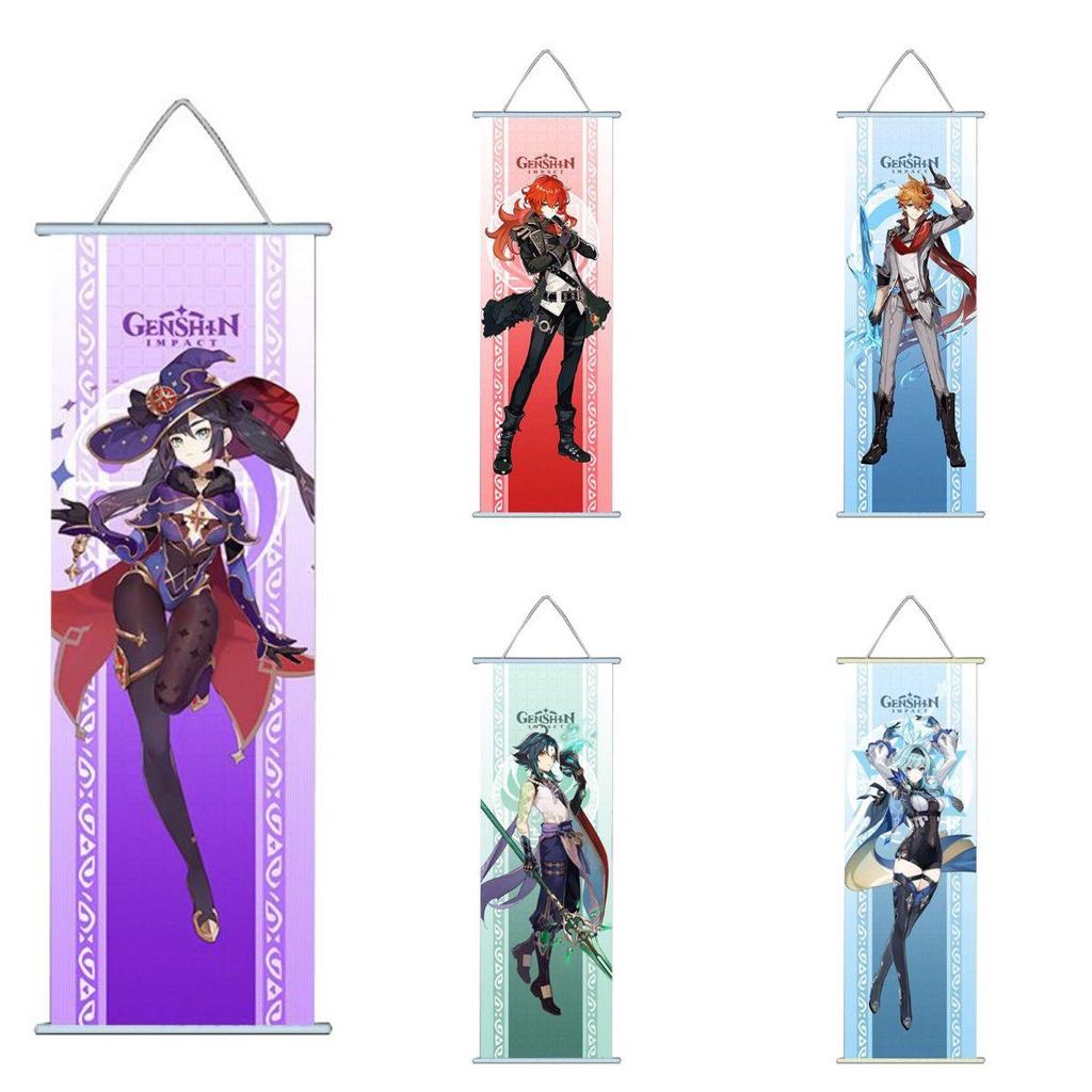 Подвесной плакат с изображением Гань Юй, Ху Тао, Кли и Венти для уникального декора комнаты