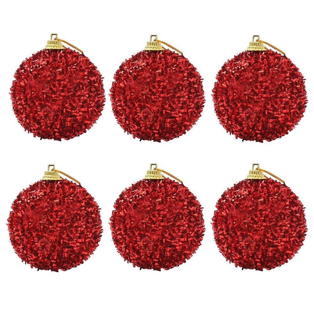 6Pcs/Set Creative Christmas Decoration Pendant Shiny Solid Color Xmas Tree Hanging Pendants 6cm Shatterproof