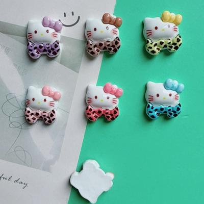 24/120PCS Cartoon Cute New Leopard Print Tie Cat Head DIY Hair Clip Hair Accessory Phone Case Material Accessories