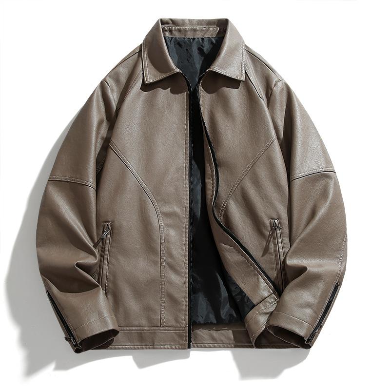 Мужская кожаная куртка с лацканами, мотоциклетная куртка, кожаная мужская свободная одноразовая молодежная мужская одежда
