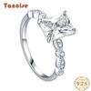 Tancise Women Classic 925 Sterling Silver  Zircon Ring Ladies Jewelry Wedding Promise Party Gift