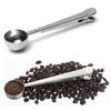 Прочная кухонная мерная ложка для кофе из нержавеющей стали, герметичная ложка с зажимом для сумки