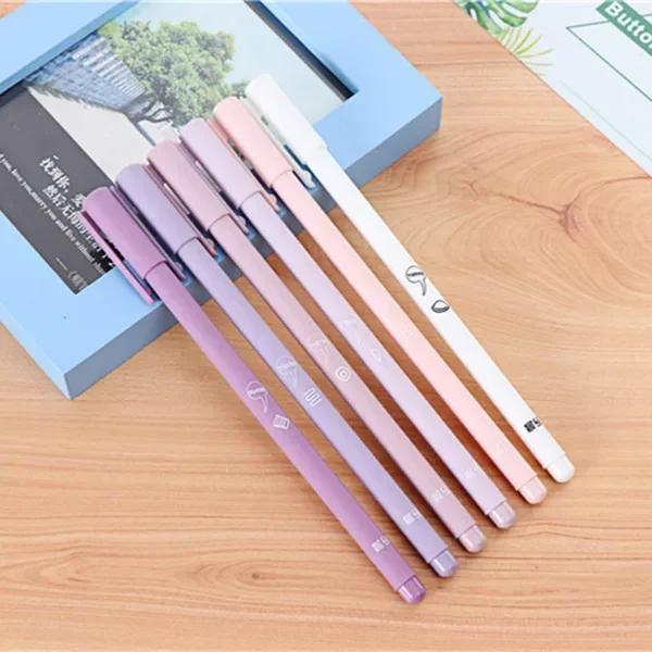 Набор из 6 предметов, креативный милый Morandi Simple Gel Pen Kawaii, быстросохнущий колпачок, нейтральные принадлежности, набор гелевых ручек, набор для школы