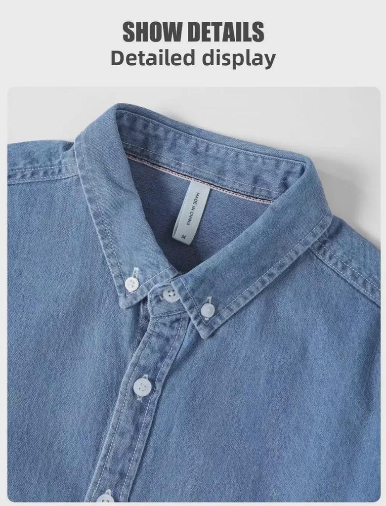 Мужская джинсовая рубашка с длинным рукавом в японском стиле в стиле ретро: 2024 Осень/Зима Модная Свободная Повседневная Куртка Для Пар