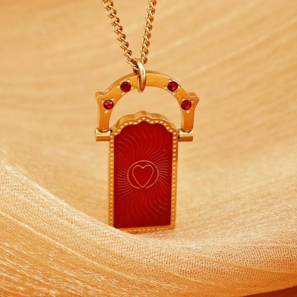 Gold-plated Card Pendant Necklace Colored Heart Y2K Neck Jewelry Women's Collarbone Chain Summer