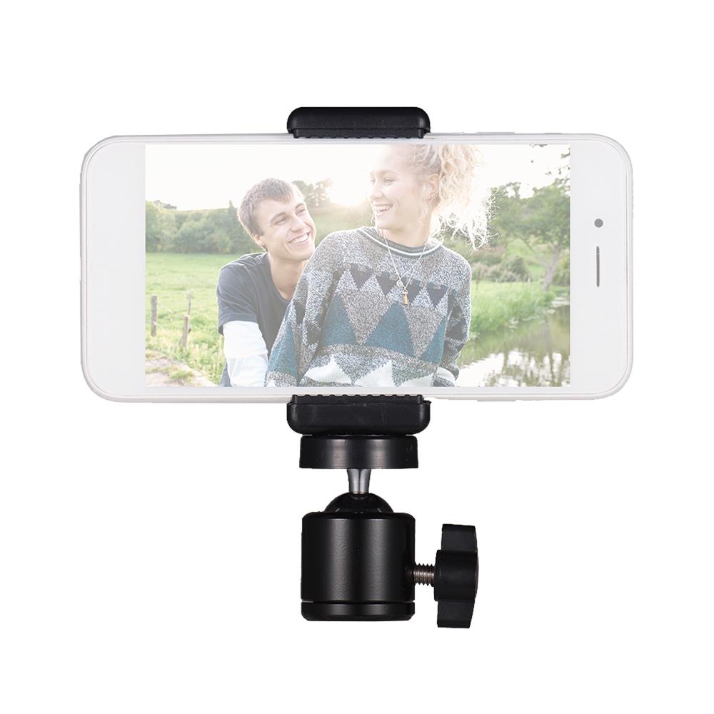Adjustable Phone Holder Smartphone Clip + Flexible Ballhead Adapter Mount with 1 4 Inch Screw
