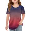 Children Fold T-shirts Short-sleeved Summer Round Collar Gradient Leisure Coat T-shirt