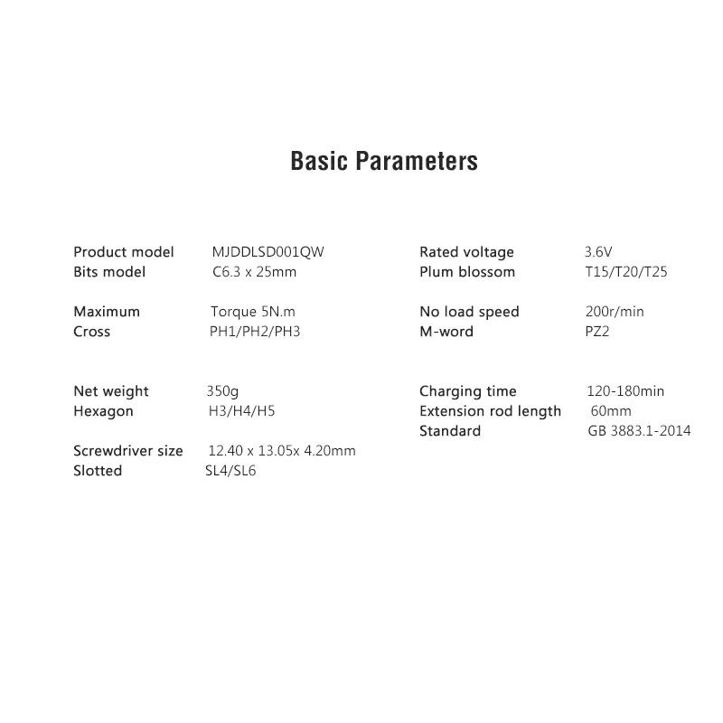 Xiaomi Mijia Cordless Rechargeable Electric Screwdriver Multi-size 3.6V 2000mAh Li-ion 5N.m With 12Pcs S2 Screw Bits For Home