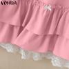 VONDA Women Summer High Waist Lace Ruffle Skirts