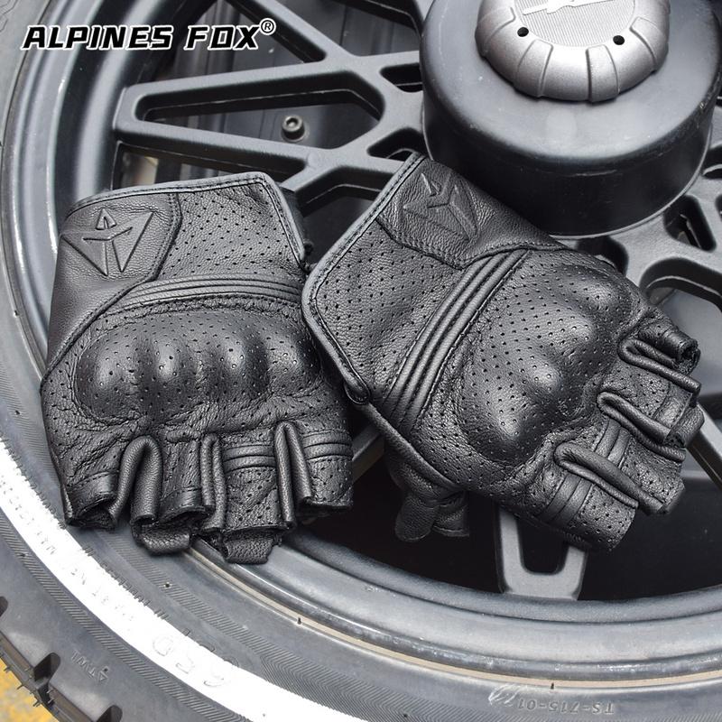 Summer Half Finger Motorcycle Gloves Men Breathable Fingerless Motorbike Gloves Retro Leather Racing Guantes Motocross Equipment