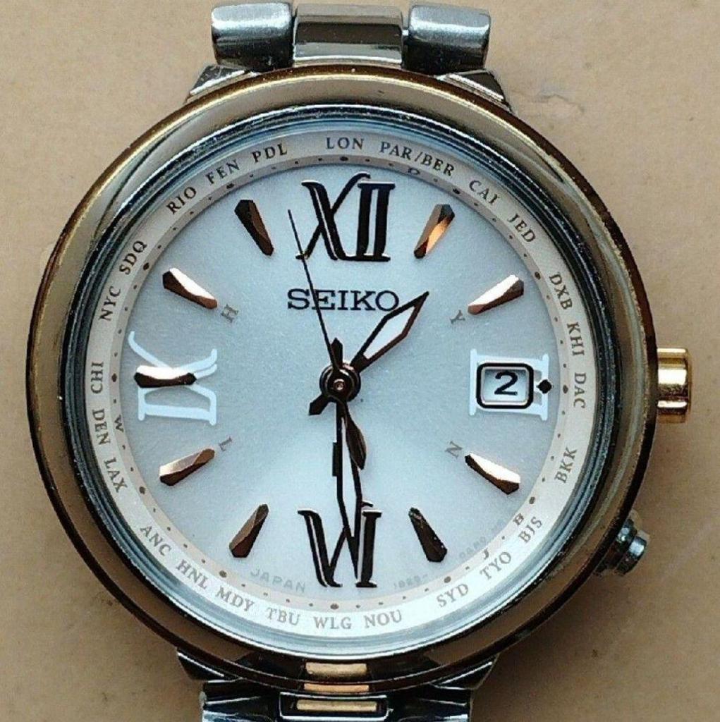 [USED] BB27 Seiko Lukia Radio-Controlled Solar Watch with Date Display and Anti-Magnetic Function, Sapphire Crystal