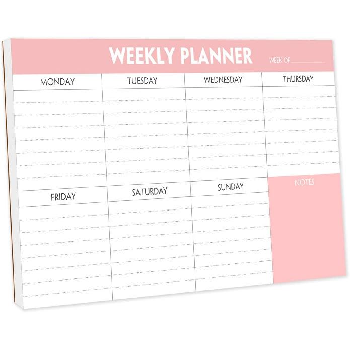 Weekly Planner Notepad - Tear Off Planning Pad with Daily Schedule & Calendar, 52 Sheets, 100gsm Paper, Undated Weekly To Do List Notepad, 10x7 in