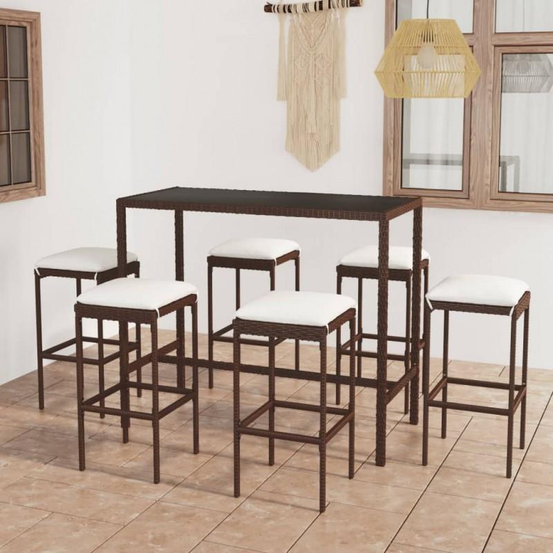 Day and Night - Day and Night Garden Bar Set 7 Pieces and Brown Synthetic Rattan Cushions