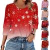 Женская мода Повседневная рубашка с принтом 'Рождество' 3/4 цвета Женские топы с круглым вырезом