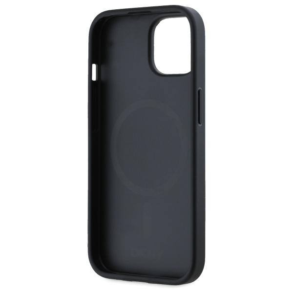 Etui do iPhone 15 DKNY Grained Metal Logo MagSafe Beżowe