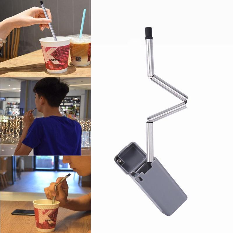 Креативная Портативная Уличная Дорожная Складная Многоразовая Соломинка из Нержавеющей Стали Идеально Подходит для Экологичных Приключений