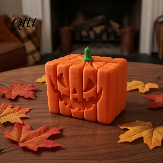 Solid Craftsmanship Fidget Toy 3D Printed Pumpkin Toy, Spooky Halloween Anxiety Fun Desk Accessory Relief Sensory for Stress Relief, Party Supplies