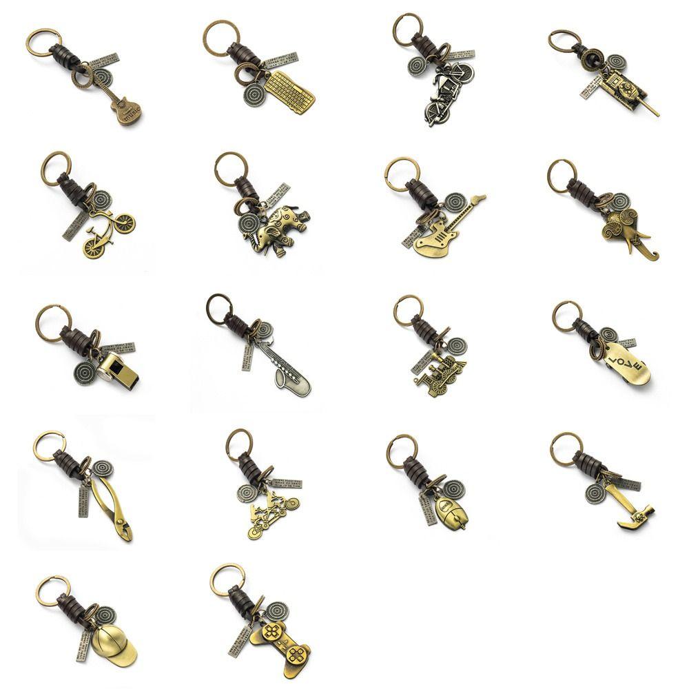 Скейтборд Винтаж Коричневый Брелок Шляпа Велосипед Ретро Брелок Музыка Гитара Брелок Сумка Шарм