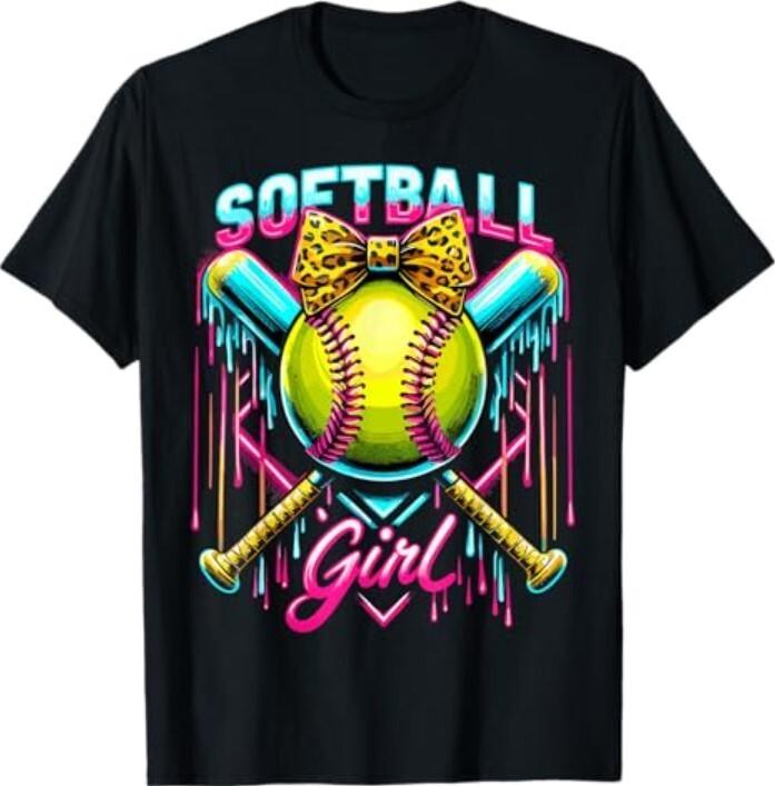 Softball Player Girl Ice Cream Softball Drip T-Shirt Unisex T-Shirt