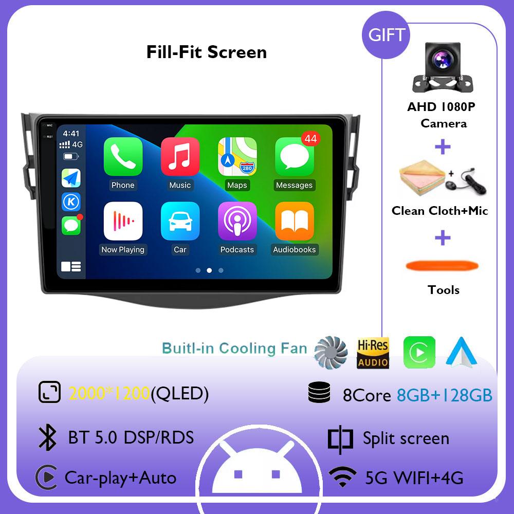 Android 14 Автомобильное радио Carplay Auto для Toyota RAV4 Rav 4 XA30 2005 - 2013 Беспроводной Carplay Мультимедийный Видеоплеер DSP Навигация