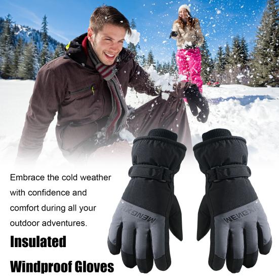 Зимние термоперчатки для мужчин и женщин, водонепроницаемые ветрозащитные перчатки для сенсорных экранов, теплые флисовые перчатки