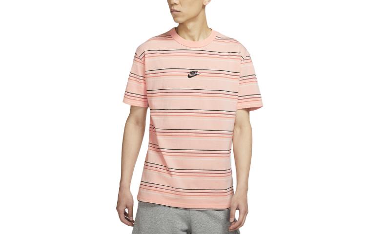 Nike T Shirts Men's Pink Crew Neck Moderate Straight Fit DB6532-800