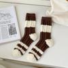 Женские бархатные носки в кофейную полоску — толстые, мягкие, средней длины, для осени/зимы