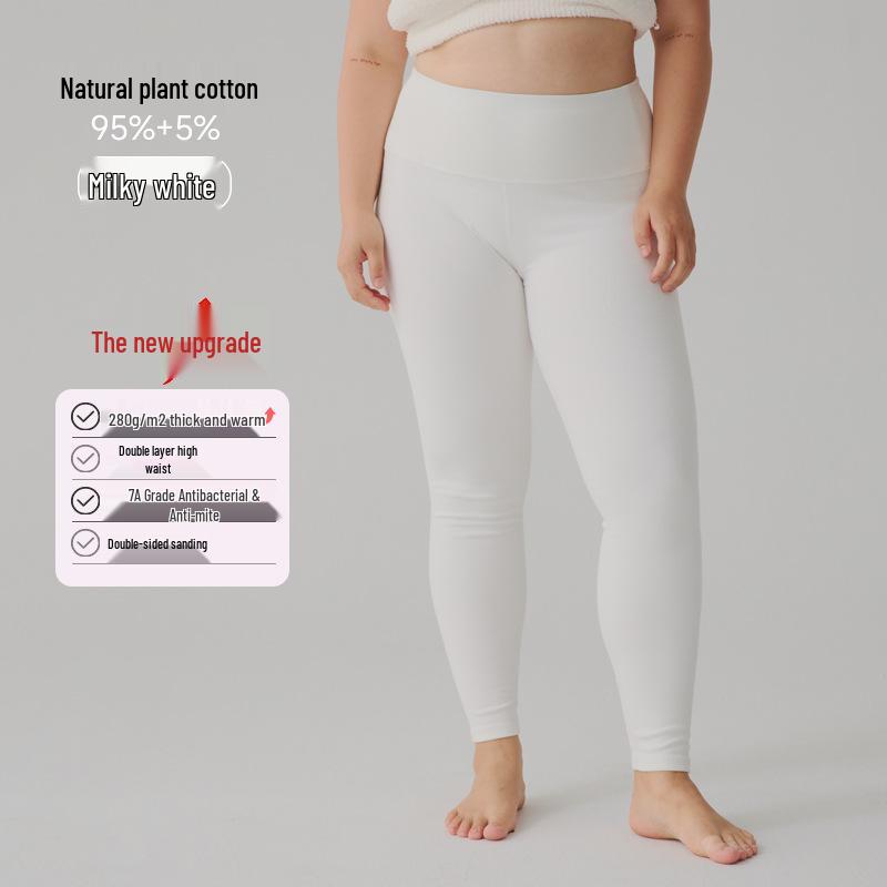 Женские осенние леггинсы с высокой посадкой из смесового хлопка - Утепленные, Теплые, Облегающие, Однотонные, Эластичный зимний базовый слой.