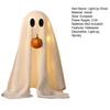 Yousheng Halloween Lighted White Ghost Spooky LED Light-Up Velvet Cloth Ghost with Pumpkin for Holiday Home Kitchen Fireplace Tabletop Decor