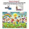 2D Happy Kids Playing with Rainbow Backdrop Party Photo Background Cloth