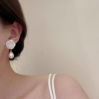 Винтажные серьги с жемчужным цветком, женские украшения, элегантный темперамент, свадебный кулон, подарочные аксессуары