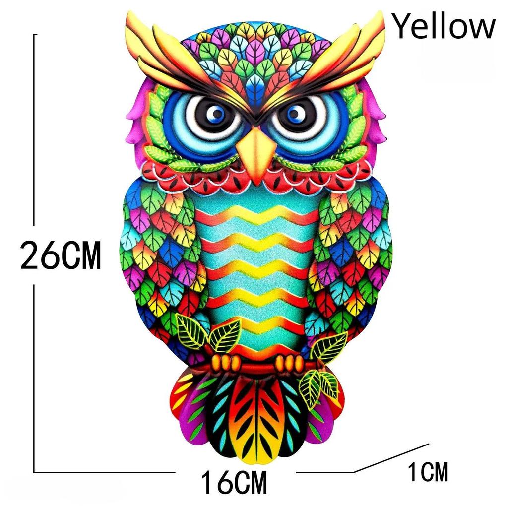 Metal Art Owl Wall Decor Colorful Iron Art Owl Sculpture 4 Colors Owls Hanging Ornament Pendant for Indoor Outdoor Home Garden