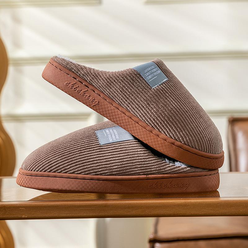 Cotton Slippers Women's Autumn and Winter Indoor Home Thick-soled Non-slip Floor Support Couple Warm Wool Shoes Confinement Shoes