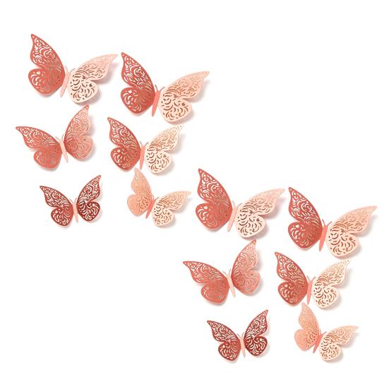 12 Pcs 3D Butterfly Wall Decals 3 Sizes Hollow Butterfly Wall Art Removable DIY Decorative Sticker for Room Office Bedroom Living Room