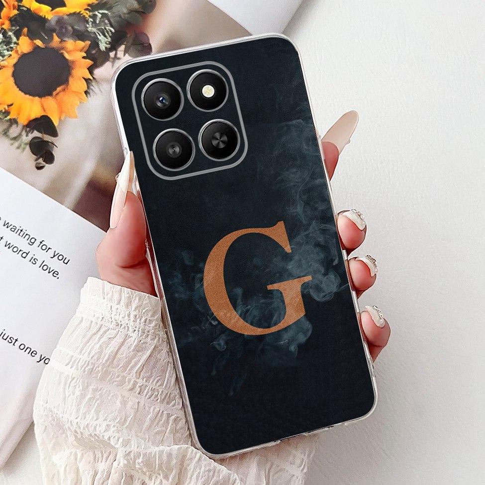 Clear For Honor 400Smart 5G LGN-NX1 Case For Honor 400 Smart Cover Luxury A-Z Letters Fashion Flowers Crown Soft Bumper Casing
