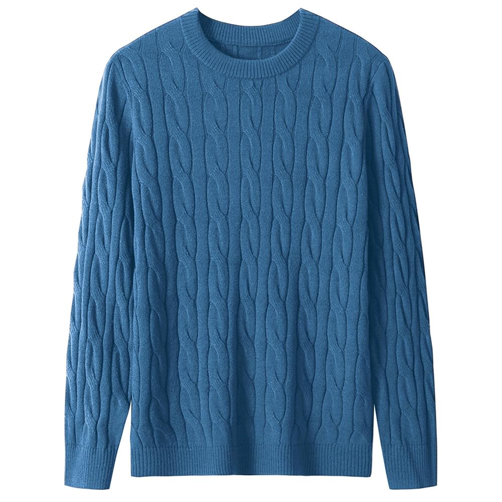 Men's Casual Argyle Crewneck Sweaters Thermal Cable Knit Pullover Sweater