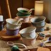 Керамическая миска ручной работы в японском стиле, легкая роскошь, ретро, грубая керамика, миска-шляпа, толстая ложка, десертная ложка, салатник, миска для риса
