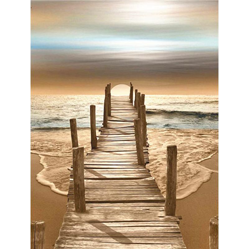 Полная дрель квадратная алмазная живопись Мост 5D DIY Алмазная вышивка Закат Мозаика Искусство Пейзаж Украшение дома